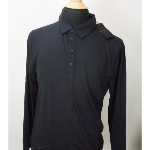 Giorgio Armani Navy Blue Long Sleeve Cotton Blend Shirt Sz 48 EU 38 US